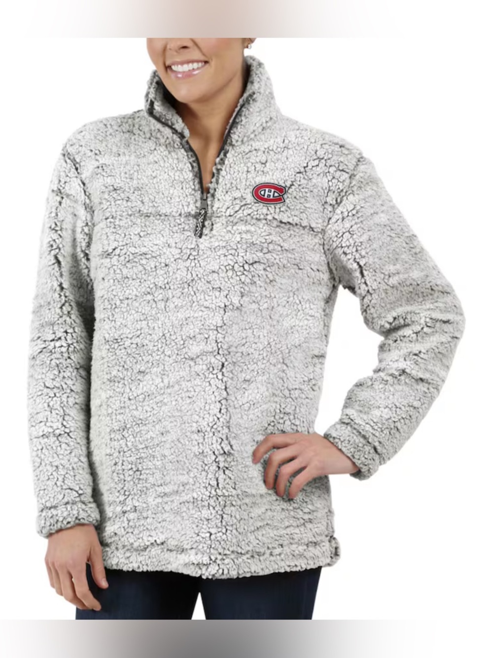 Montreal Canadiens NHL Sherpa Quarter Zip Pullover Sweater - New with Tags